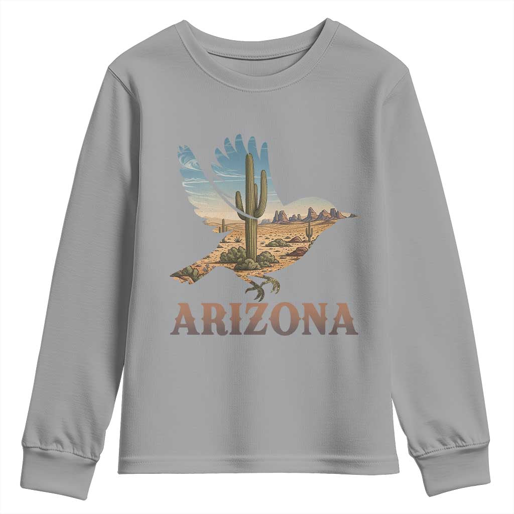 Arizona Desert Wren Bird Youth Sweatshirt Cactus Landscape Rustic Western