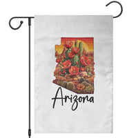 Arizona Map Blooming Cactus Flowers Gift Garden Flag