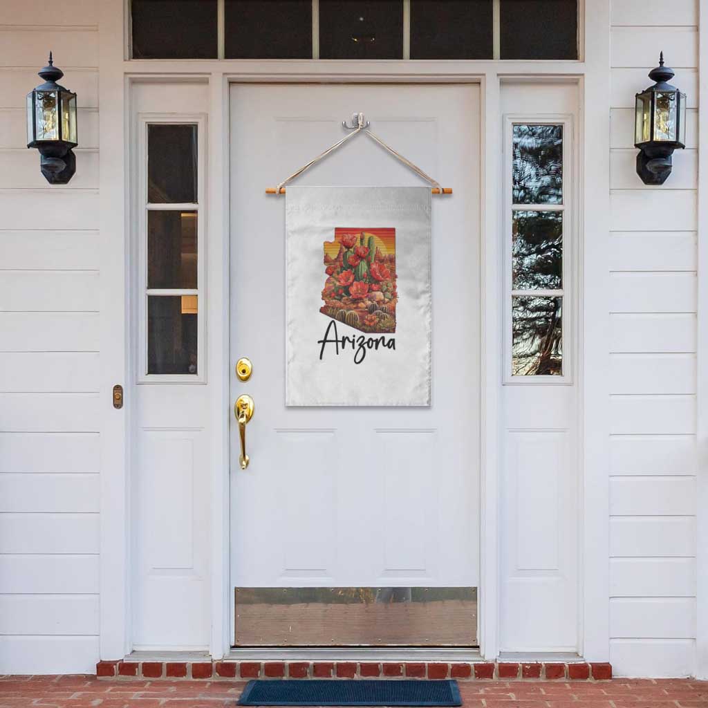 Arizona Map Blooming Cactus Flowers Gift Garden Flag
