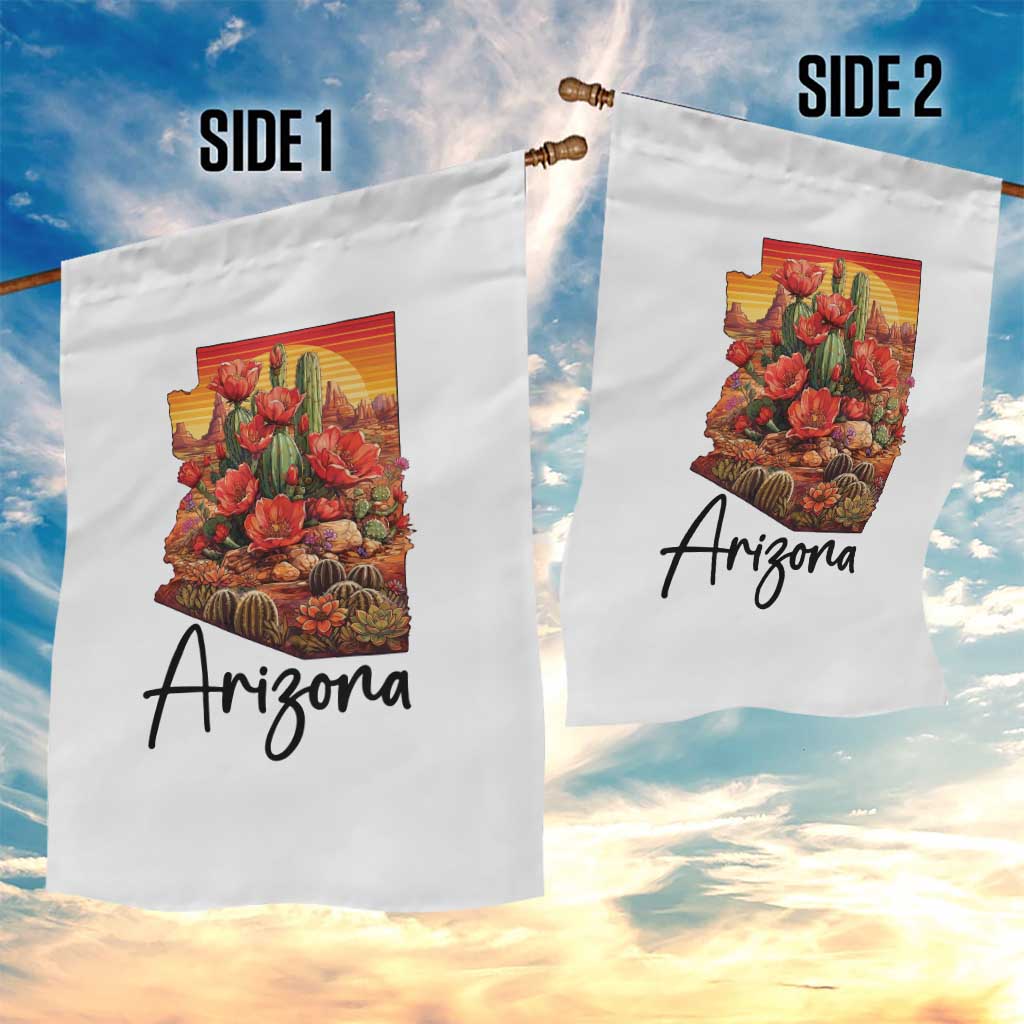 Arizona Map Blooming Cactus Flowers Gift Garden Flag