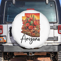 Arizona Map Blooming Cactus Flowers Gift Spare Tire Cover
