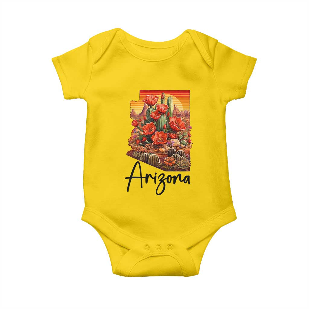Arizona Map Blooming Cactus Flowers Gift Baby Onesie