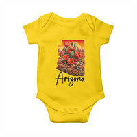 Arizona Map Blooming Cactus Flowers Gift Baby Onesie