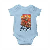 Arizona Map Blooming Cactus Flowers Gift Baby Onesie
