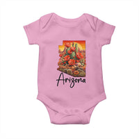 Arizona Map Blooming Cactus Flowers Gift Baby Onesie