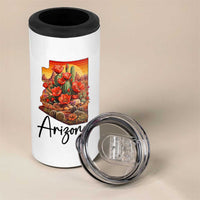 Arizona Map Blooming Cactus Flowers Gift 4 in 1 Can Cooler Tumbler