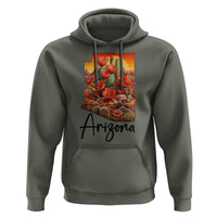 Arizona Map Blooming Cactus Flowers Gift Hoodie