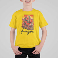 Arizona Map Blooming Cactus Flowers Gift T Shirt For Kid
