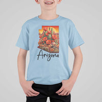 Arizona Map Blooming Cactus Flowers Gift T Shirt For Kid