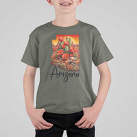 Arizona Map Blooming Cactus Flowers Gift T Shirt For Kid
