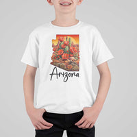 Arizona Map Blooming Cactus Flowers Gift T Shirt For Kid