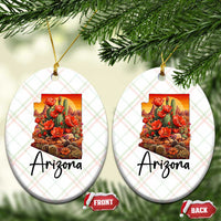 Arizona Map Blooming Cactus Flowers Gift Ceramic Ornament