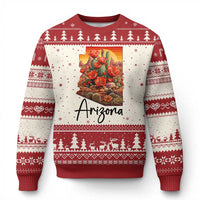 Arizona Map Blooming Cactus Flowers Gift Ugly Christmas Sweater