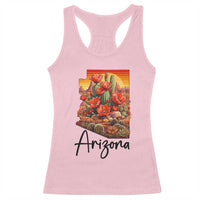 Arizona Map Blooming Cactus Flowers Gift Racerback Tank Top