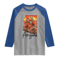 Arizona Map Blooming Cactus Flowers Gift Raglan Shirt