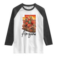 Arizona Map Blooming Cactus Flowers Gift Raglan Shirt