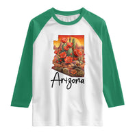 Arizona Map Blooming Cactus Flowers Gift Raglan Shirt