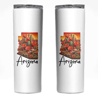 Arizona Map Blooming Cactus Flowers Gift Skinny Tumbler