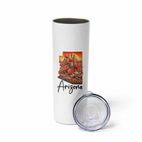 Arizona Map Blooming Cactus Flowers Gift Skinny Tumbler