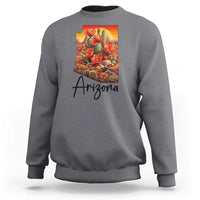 Arizona Map Blooming Cactus Flowers Gift Sweatshirt