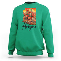 Arizona Map Blooming Cactus Flowers Gift Sweatshirt