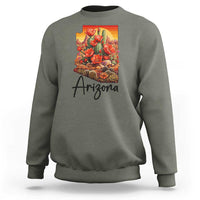Arizona Map Blooming Cactus Flowers Gift Sweatshirt