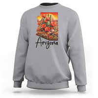 Arizona Map Blooming Cactus Flowers Gift Sweatshirt