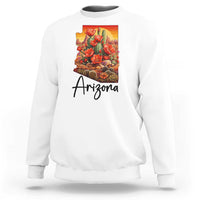 Arizona Map Blooming Cactus Flowers Gift Sweatshirt
