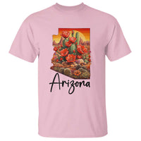 Arizona Map Blooming Cactus Flowers Gift T Shirt