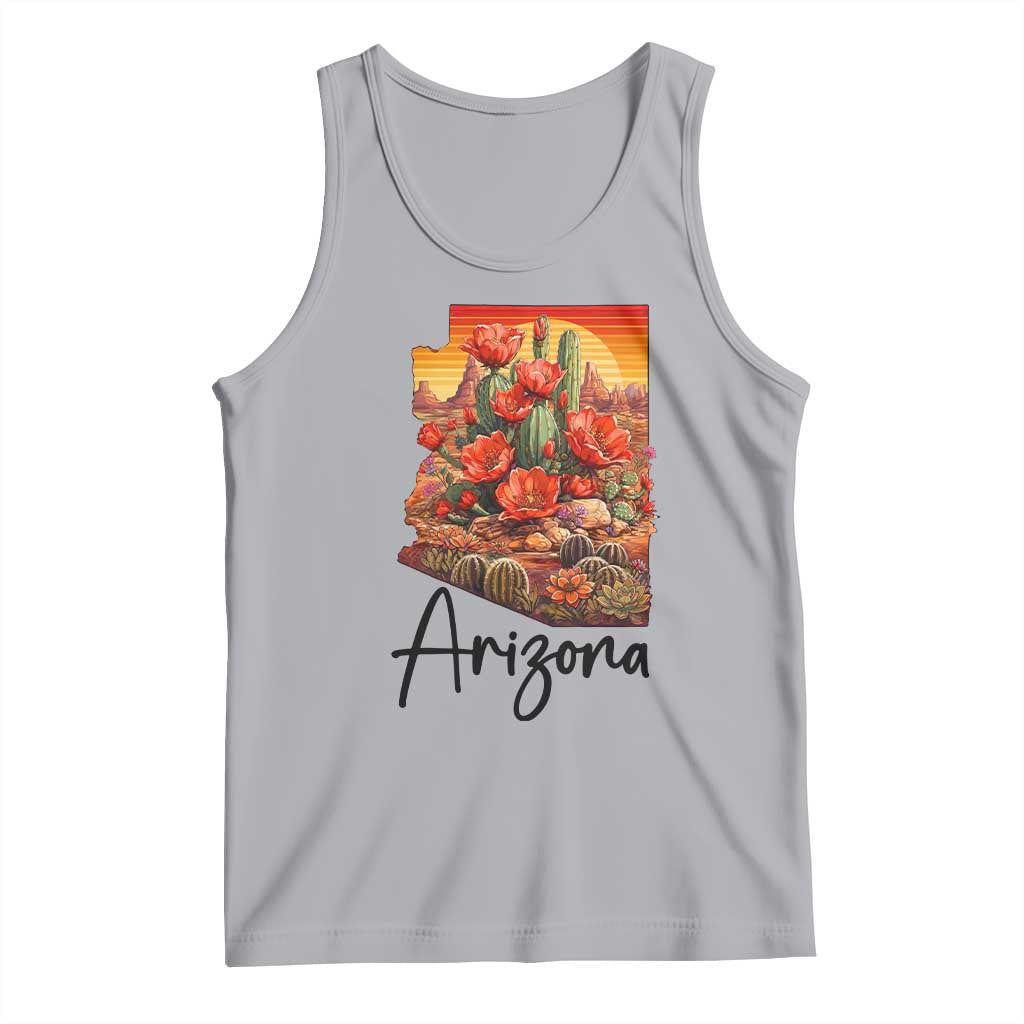 Arizona Map Blooming Cactus Flowers Gift Tank Top