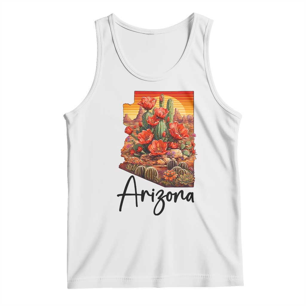 Arizona Map Blooming Cactus Flowers Gift Tank Top