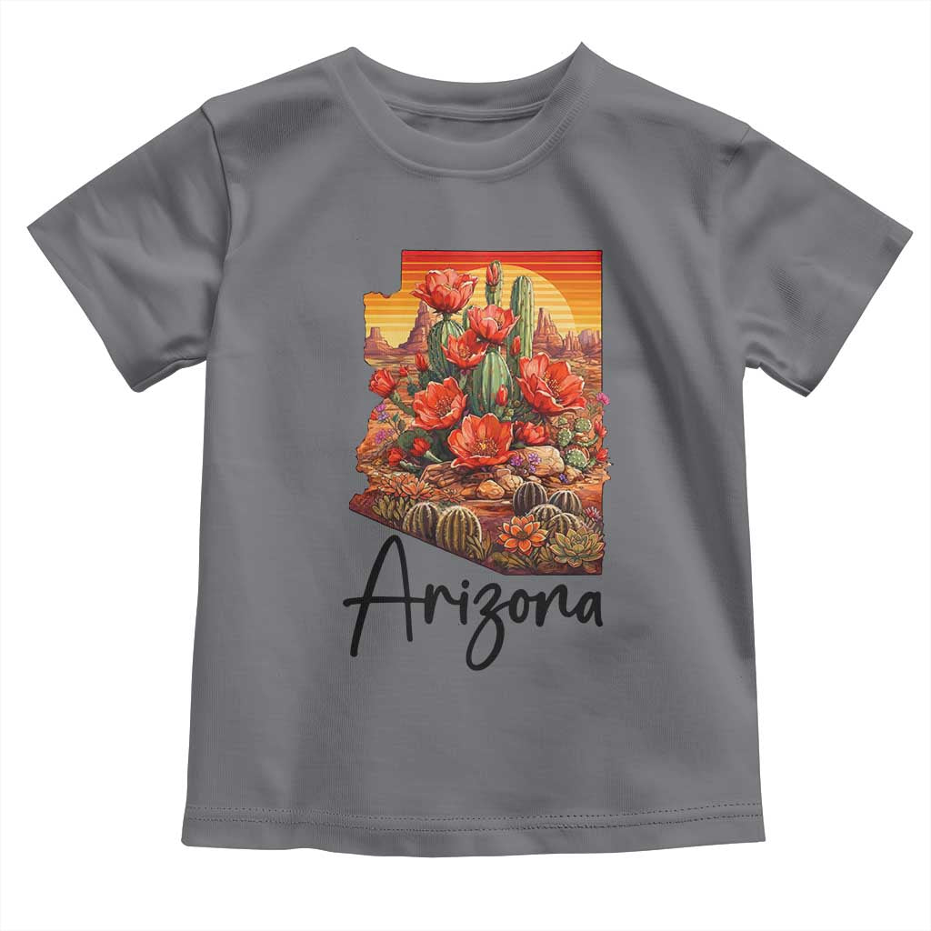 Arizona Map Blooming Cactus Flowers Gift Toddler T Shirt