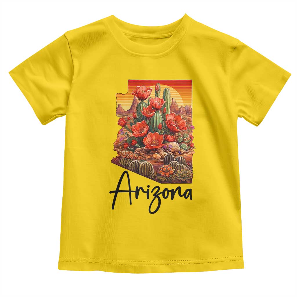 Arizona Map Blooming Cactus Flowers Gift Toddler T Shirt