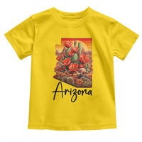 Arizona Map Blooming Cactus Flowers Gift Toddler T Shirt