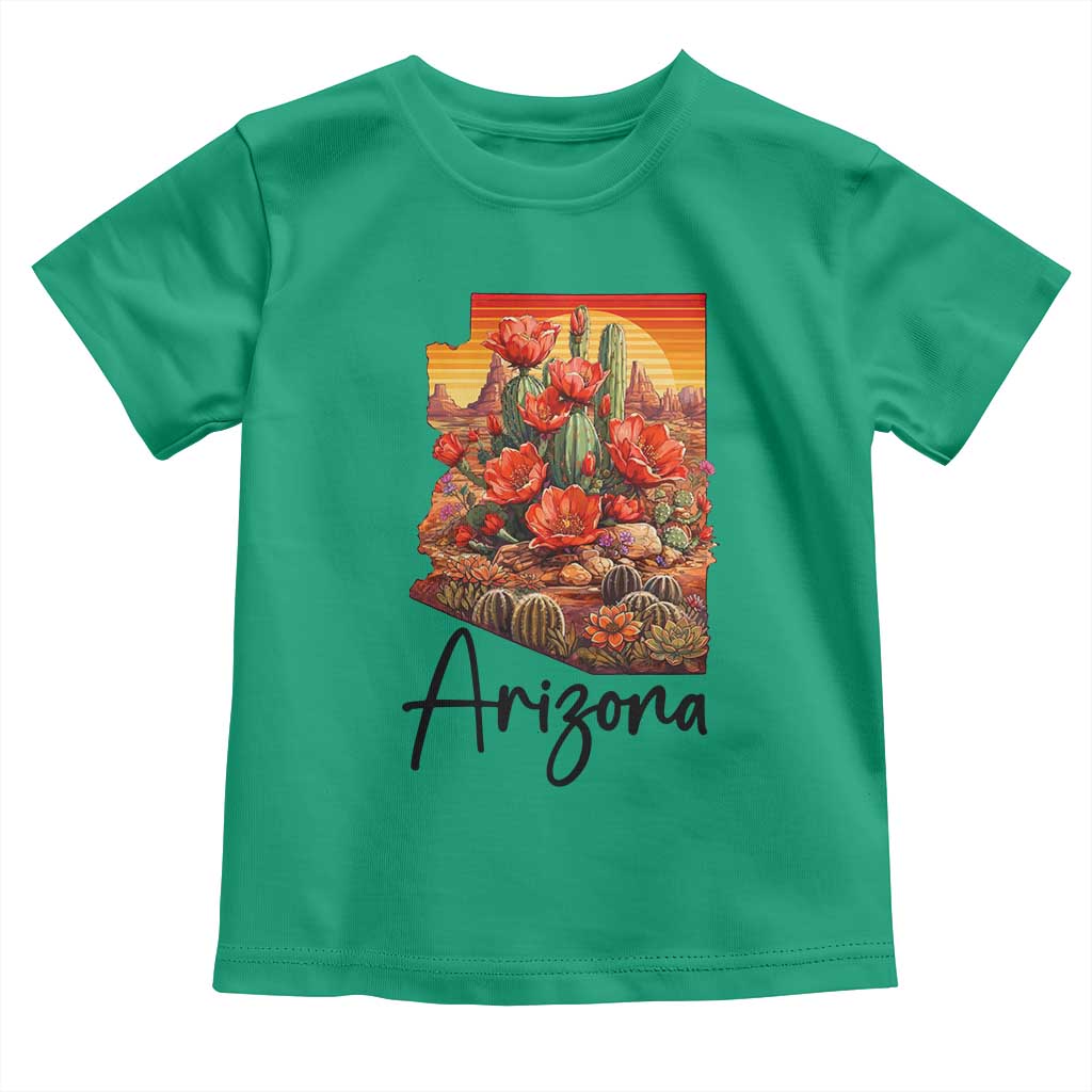 Arizona Map Blooming Cactus Flowers Gift Toddler T Shirt