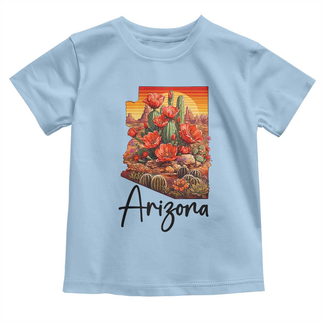 Arizona Map Blooming Cactus Flowers Gift Toddler T Shirt