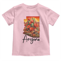 Arizona Map Blooming Cactus Flowers Gift Toddler T Shirt