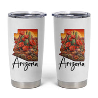 Arizona Map Blooming Cactus Flowers Gift Tumbler Cup