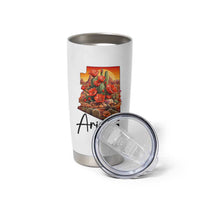 Arizona Map Blooming Cactus Flowers Gift Tumbler Cup