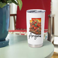 Arizona Map Blooming Cactus Flowers Gift Tumbler Cup