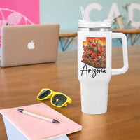 Arizona Map Blooming Cactus Flowers Gift Tumbler With Handle