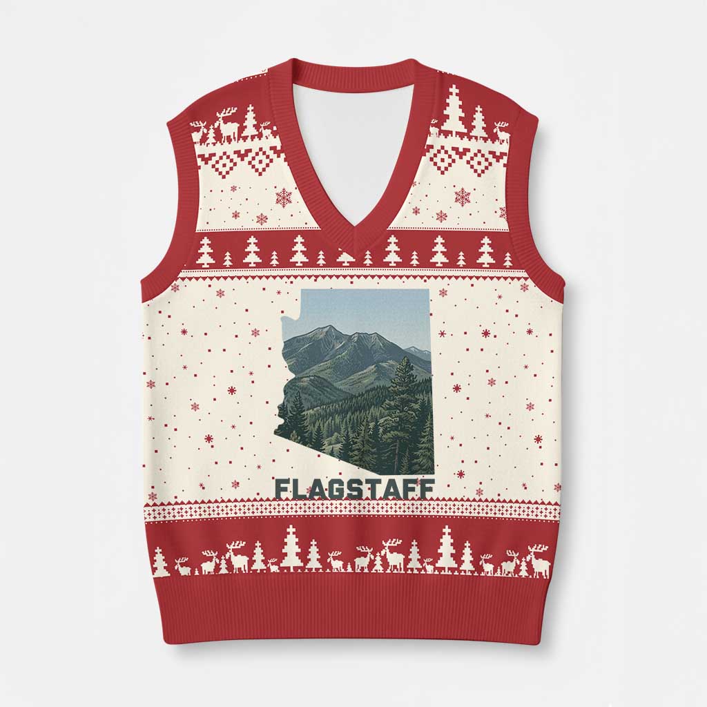 San Francisco Peaks Flagstaff Arizona V-Neck Knit Sweater Vest Vintage Mountain Landscape Gift