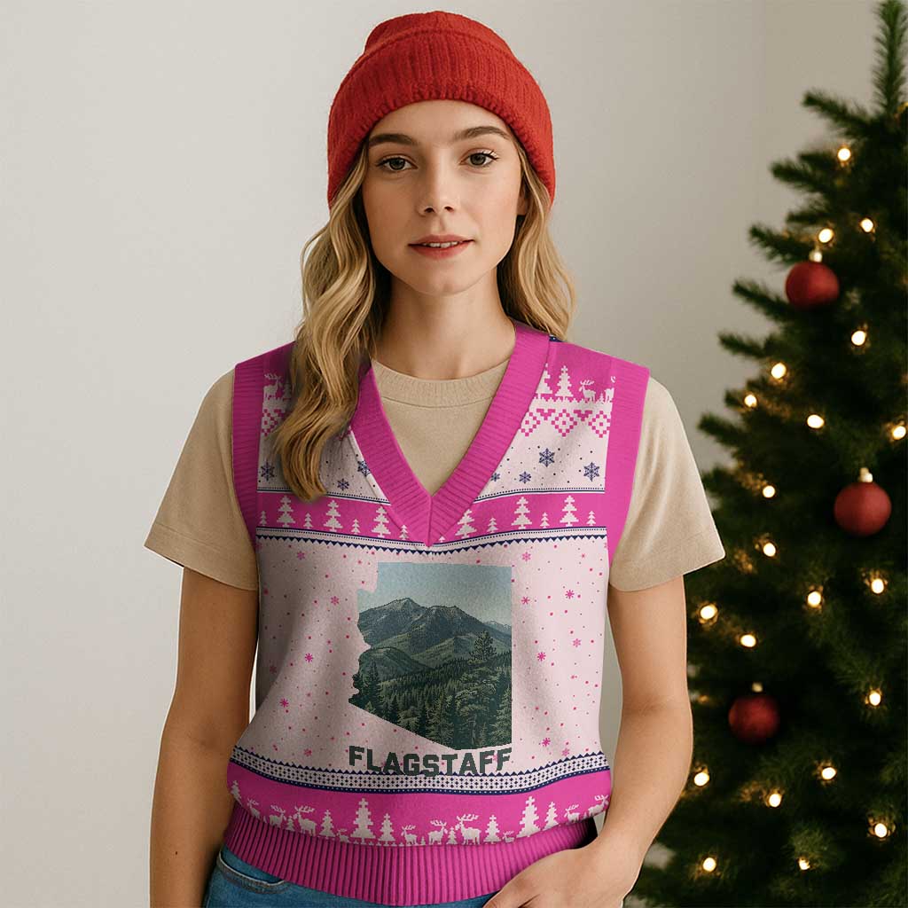 San Francisco Peaks Flagstaff Arizona V-Neck Knit Sweater Vest Vintage Mountain Landscape Gift