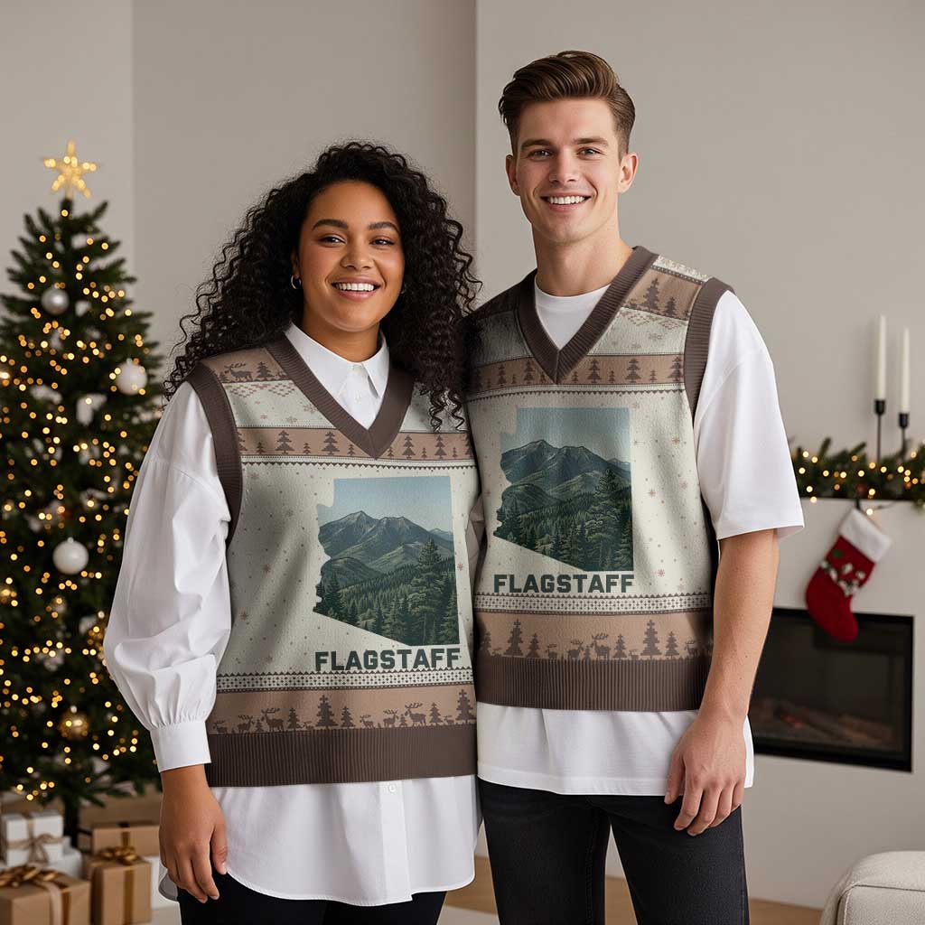 San Francisco Peaks Flagstaff Arizona V-Neck Knit Sweater Vest Vintage Mountain Landscape Gift
