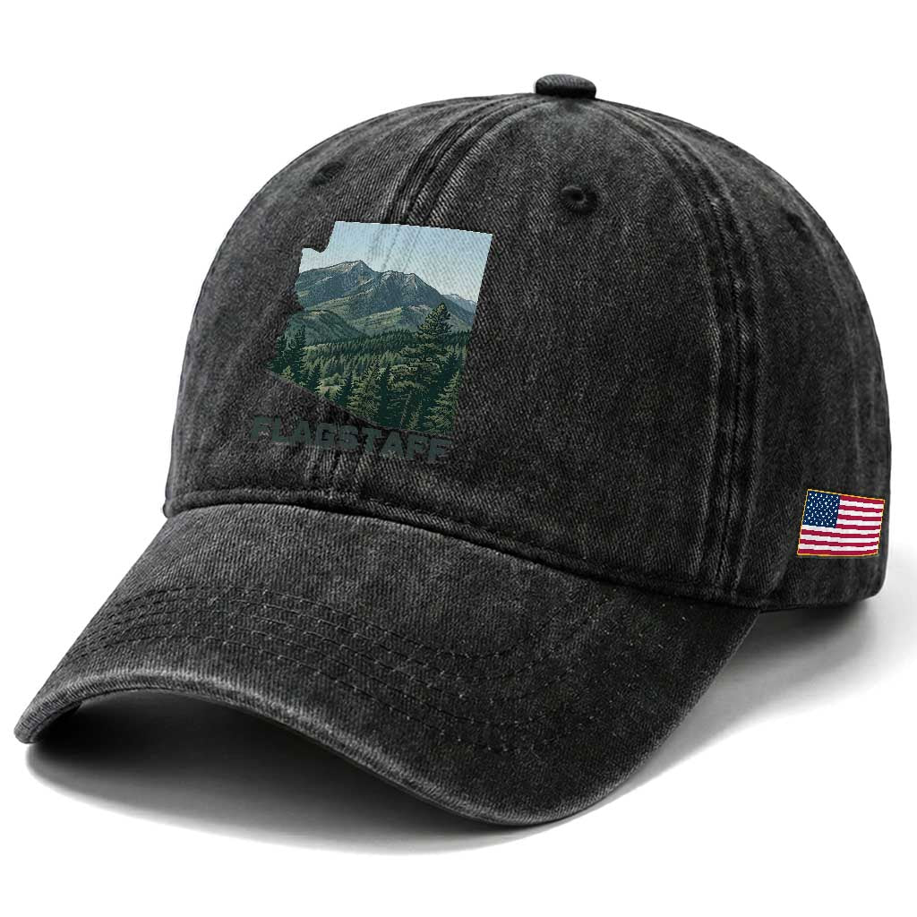 San Francisco Peaks Flagstaff Arizona Washed Cotton Baseball Cap Vintage Mountain Landscape Gift