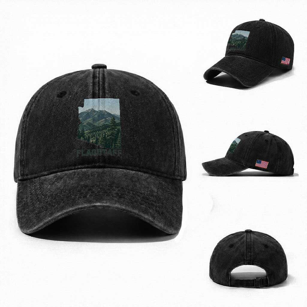 San Francisco Peaks Flagstaff Arizona Washed Cotton Baseball Cap Vintage Mountain Landscape Gift