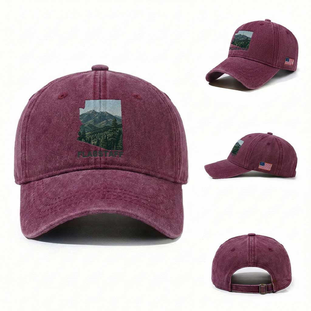 San Francisco Peaks Flagstaff Arizona Washed Cotton Baseball Cap Vintage Mountain Landscape Gift