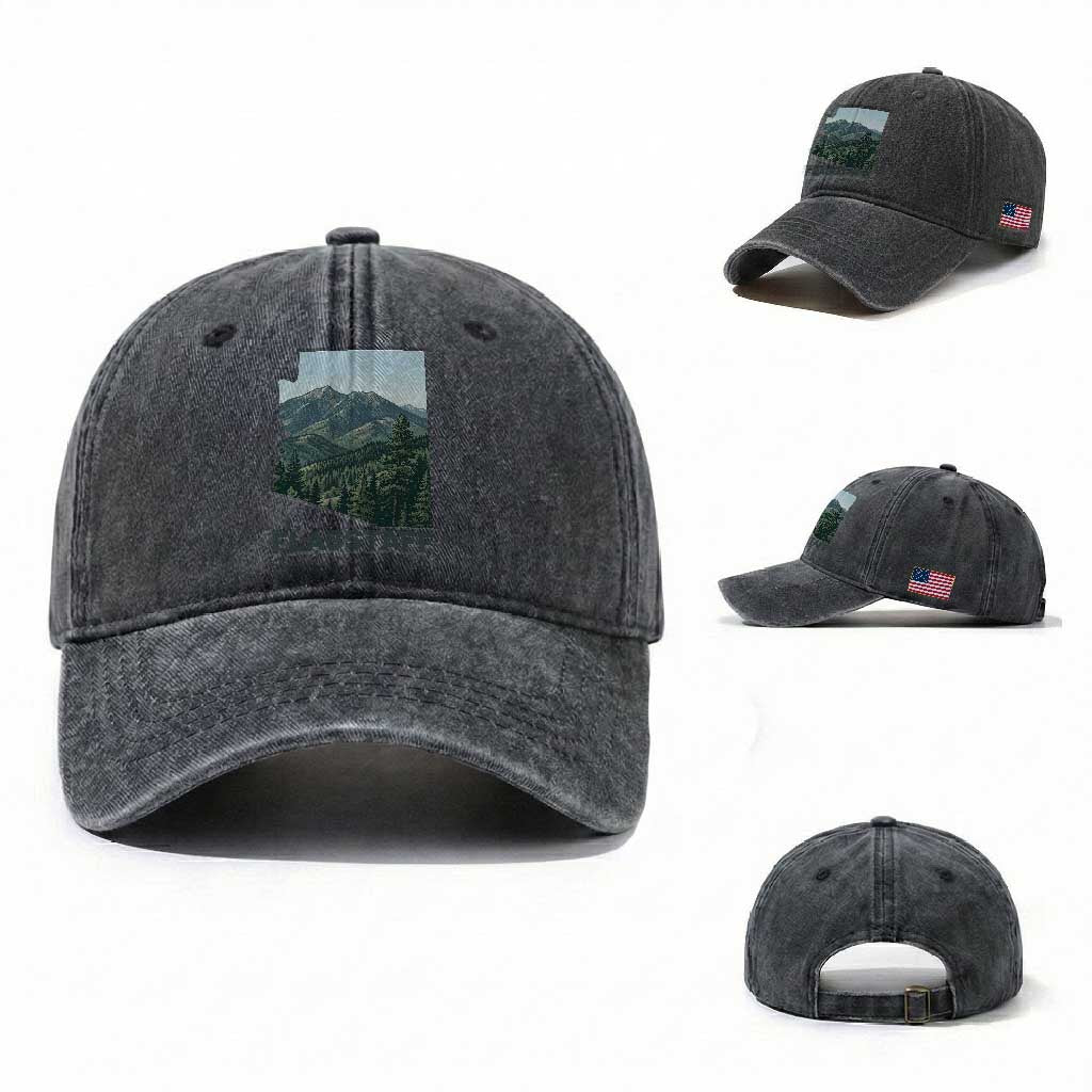San Francisco Peaks Flagstaff Arizona Washed Cotton Baseball Cap Vintage Mountain Landscape Gift