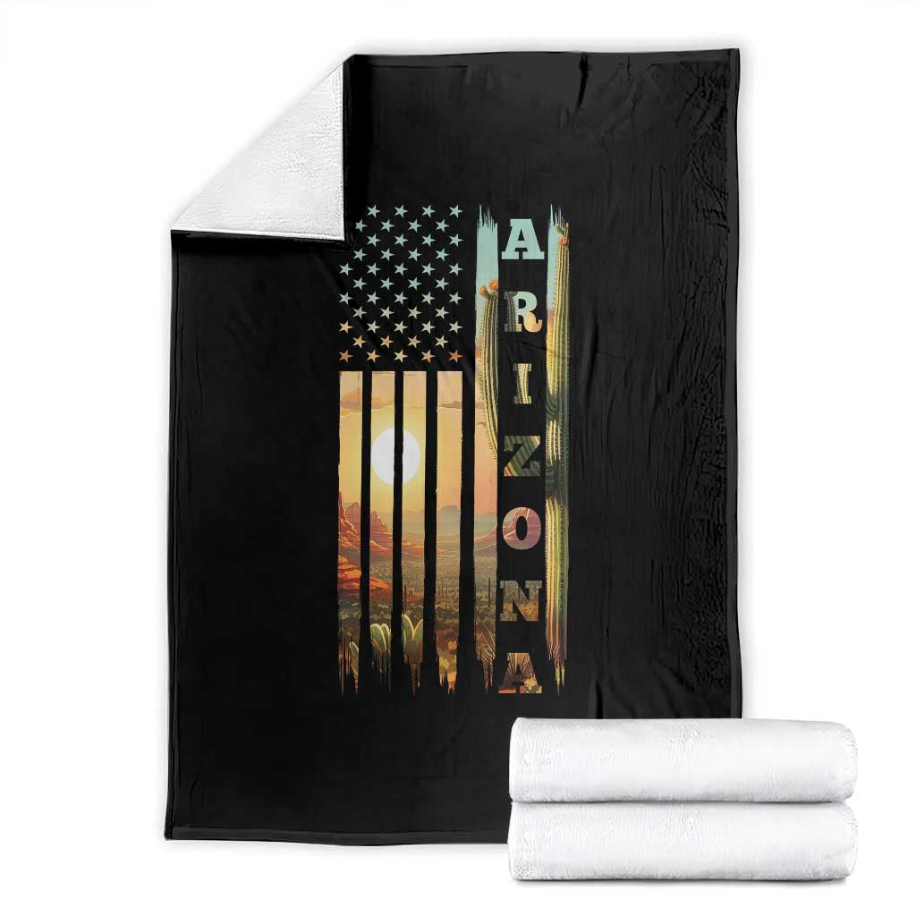 Patriotic Arizona State Flag Throw Blanket Southwest Landscape Gift