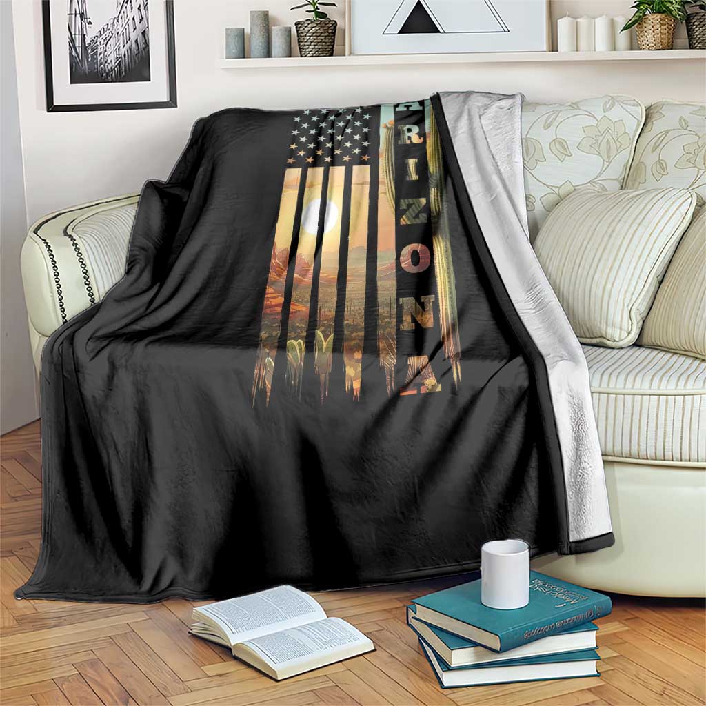 Patriotic Arizona State Flag Throw Blanket Southwest Landscape Gift